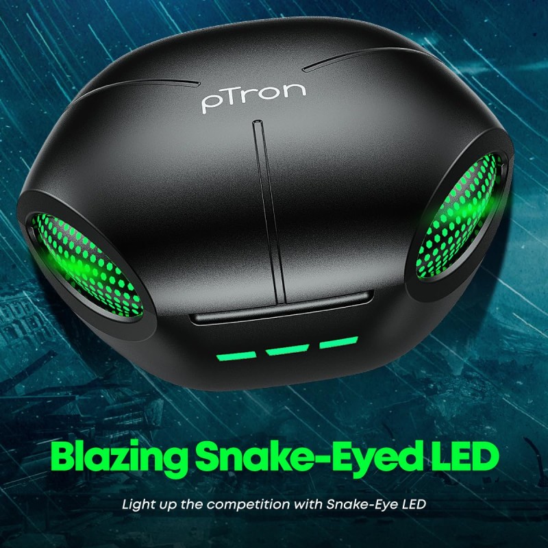 pTron Bassbuds Viper in-Ear TWS Earbuds, AptSense 40ms Gaming Latency, TruTalk AI-ENC Call, 32H Playtime, Deep Bass (Jet Black)
