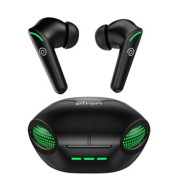 pTron Bassbuds Viper in-Ear TWS Earbuds, AptSense 40ms Gaming Latency, TruTalk AI-ENC Call, 32H Playtime, Deep Bass (Jet Black)
