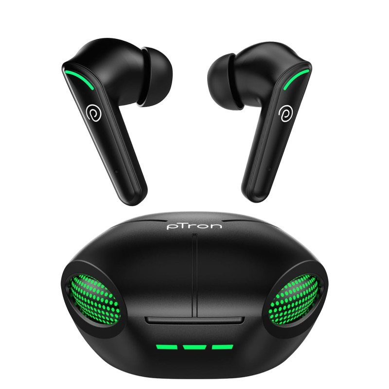 pTron Bassbuds Viper in-Ear TWS Earbuds, AptSense 40ms Gaming Latency, TruTalk AI-ENC Call, 32H Playtime, Deep Bass (Jet Black)