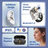pTron Bassbuds Vortex Clips Wireless Open Ear Earbuds w/Chrome Finish, SafeBeats Tech, 50Hrs Playtime, Dual HD Mic w/AI-ENC, 10mm Driver (Black)