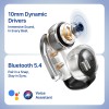 pTron Bassbuds Vortex Clips Wireless Open Ear Earbuds w/Chrome Finish, SafeBeats Tech, 50Hrs Playtime, Dual HD Mic w/AI-ENC, 10mm Driver (Black)