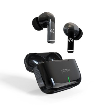 pTron Basspods P251+ TWS Earbuds w/ 50Hrs Playtime, 12mm Drivers, Dual HD Mic & AI-ENC Calls, Movie Mode (Jet Black)