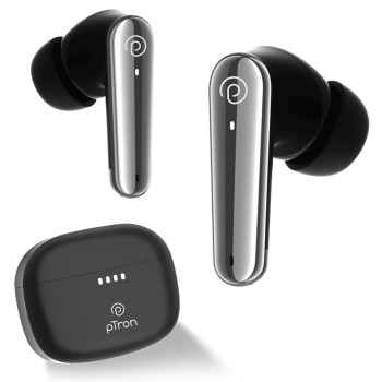 pTron Basspods Tour TWS Earbuds with 3D AudioScape, 45Hrs Playtime, TruTalk AI-ENC Calls, 50ms (Black)