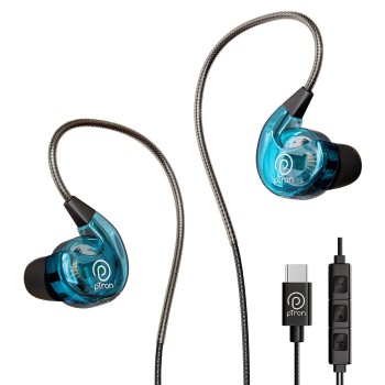 pTron Boom Play X2 in Ear Type C Wired Headphones with Mic, IEM Design, 13Mm Drivers for Pristine Audio Blue