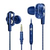 pTron Boom Ultima 4D Dual Driver, in Ear Gaming Wired Headphones with in-Line Mic, Volume Control (Dark Blue)