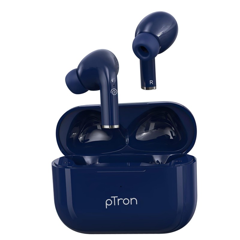 pTron Newly Launched Bassbuds Neo TWS Earbuds, HD Mic & TruTalk ENC Calls, Game/Music Modes, 35Hrs Playtime (Blue)