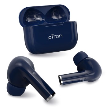 pTron Newly Launched Bassbuds Neo TWS Earbuds, HD Mic & TruTalk ENC Calls, Game/Music Modes, 35Hrs Playtime (Blue)