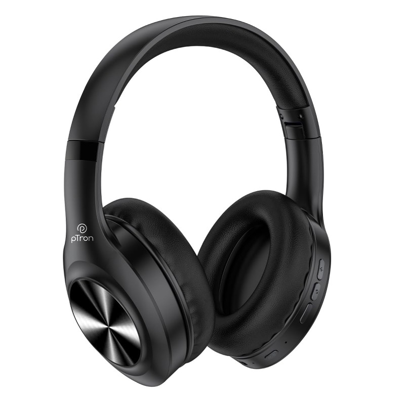 pTron Studio Pro 65hrs Playtime Wireless Over Ear Headphones with Mic, 45ms Low-Latency Gaming, Deep Bass (Black)