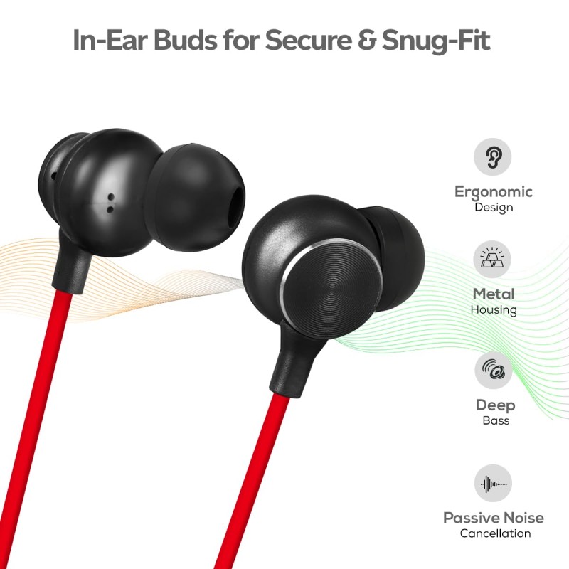 pTron Tangent Duo in Ear Wireless Headphones with Mic, 13mm Driver, Bluetooth V5.2, Dual Device Pairing, Fast Charging Black)