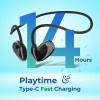 pTron Tangent Play Open-Ear Wireless On Ear Neckband with Hd Mic,Safebeats Design Ear Health&Comfort,14Hrs Playtime (Shiny Black)
