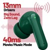 pTron Zenbuds X1 4 HD Mic TWS Earbuds w/AI-ENC Clear Calls, 40hrs Playtime, Pristine Sound, in-Ear Sensor, 40ms (Green)