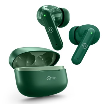 pTron Zenbuds X1 4 HD Mic TWS Earbuds w/AI-ENC Clear Calls, 40hrs Playtime, Pristine Sound, in-Ear Sensor, 40ms (Green)
