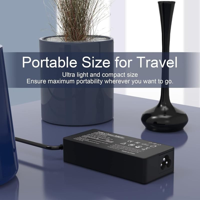 ABRALE Laptop Charger LP-65 65W USB Type-C Adapter Black