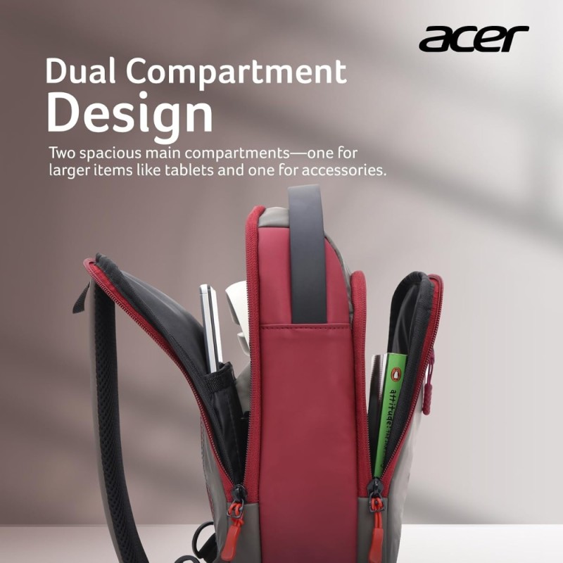 Acer Cross Body Bag ZC.A01SI.3HB Dual Compartments Maroon