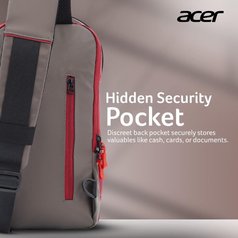Acer Cross Body Bag ZC.A01SI.3HB Dual Compartments Maroon