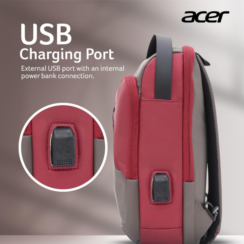 Acer Cross Body Bag ZC.A01SI.3HB Dual Compartments Maroon
