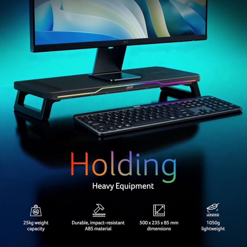 Acer DeskPro Monitor Laptop Stand RGB Lighting 15W Charge Black