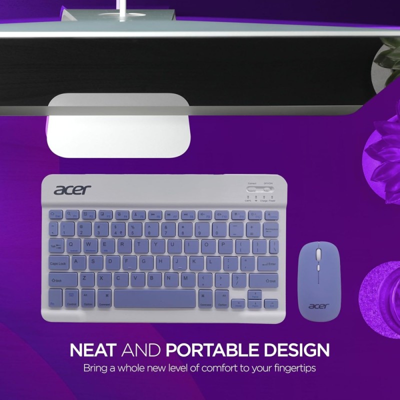 Acer Keyboard Mouse Combo ZC.A01SI.3BH Bluetooth 1200 DPI Purple