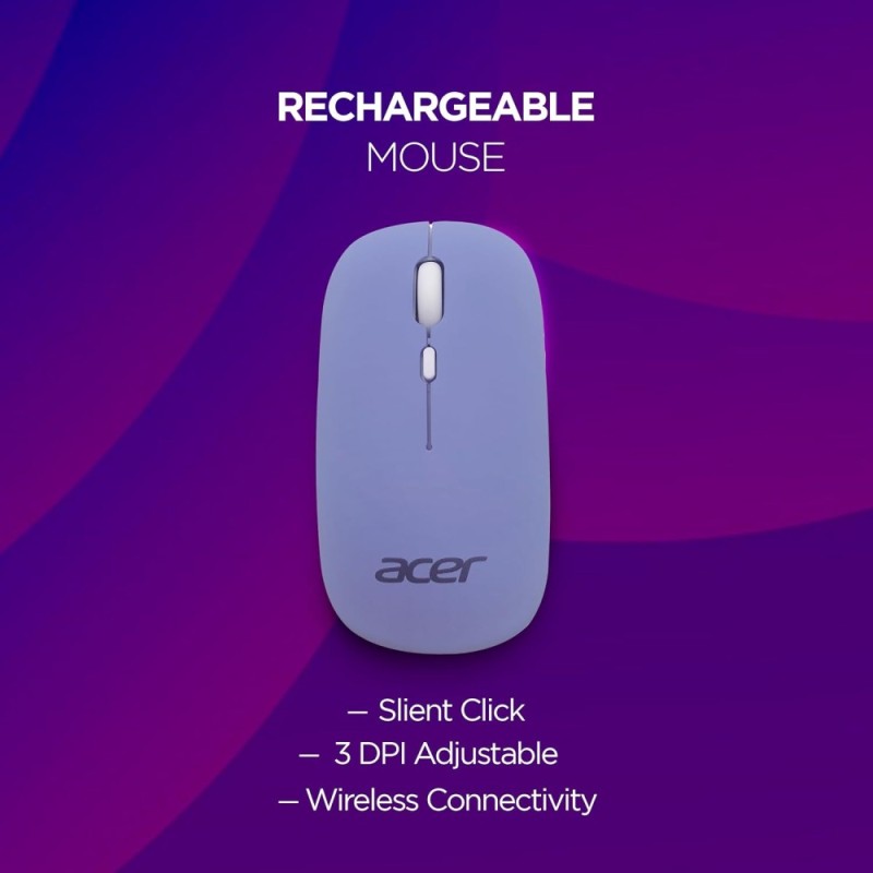 Acer Keyboard Mouse Combo ZC.A01SI.3BH Bluetooth 1200 DPI Purple