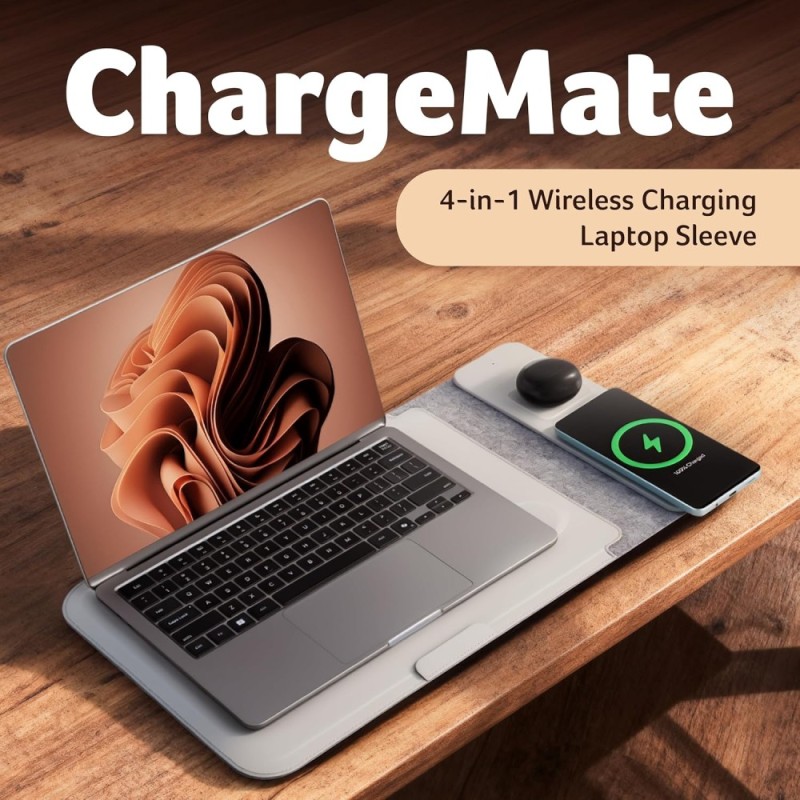 Acer Laptop Sleeve ZC.A01SI.3LJ 4-in-1 Wireless Charging Grey