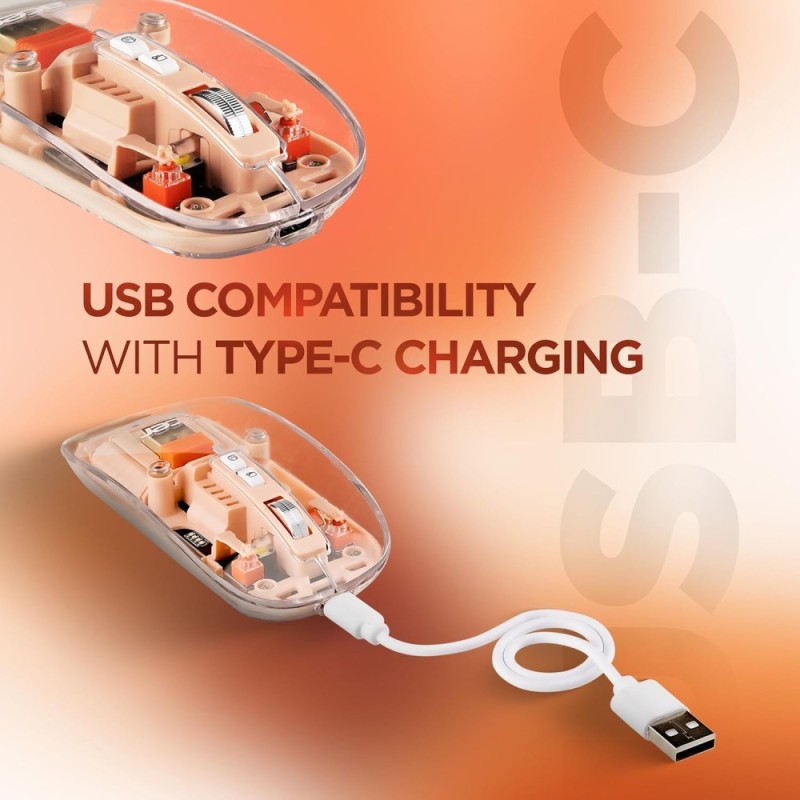Acer Mouse ZC.A01SI.2DT Triple-Mode Connectivity 1600 DPI Peach