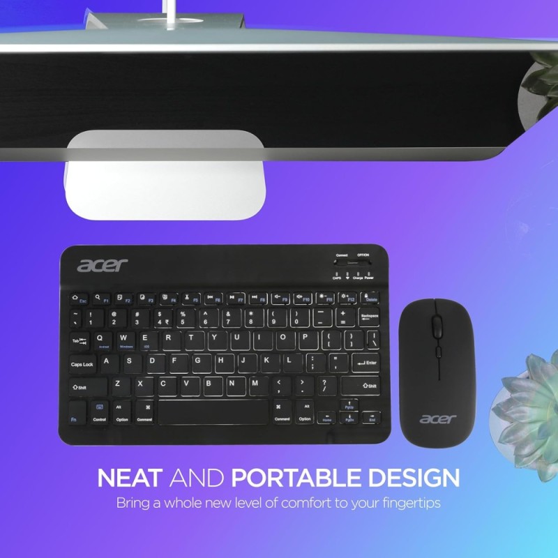 Acer Nano Pad Bluetooth Keyboard & Mouse Combo ZC.A01SI.223 Anti Slip 78 Keys Rechargeable Black