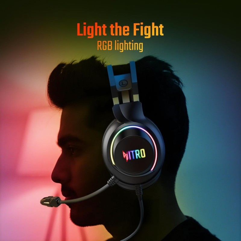 Acer Nitro Wired Gaming Headset ZC.A01SI.395 50mm Drivers RGB Lighting Black