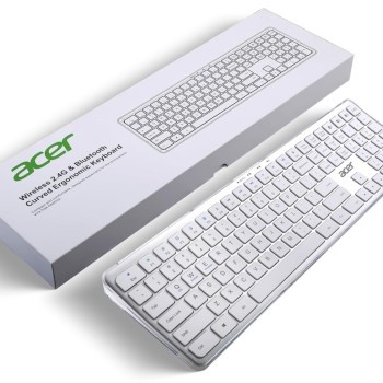 Acer Wireless Keyboard ZC.A01SI.18J Transparent Curved Design Silver