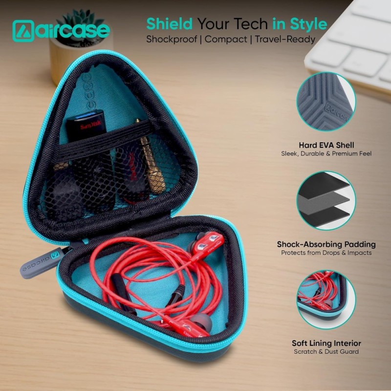 AirCase Earphone Carrying Case Z13 Shockproof EVA Hard Shell Green