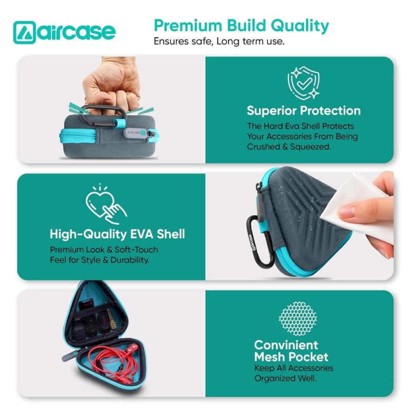 AirCase Earphone Carrying Case Z13 Shockproof EVA Hard Shell Green