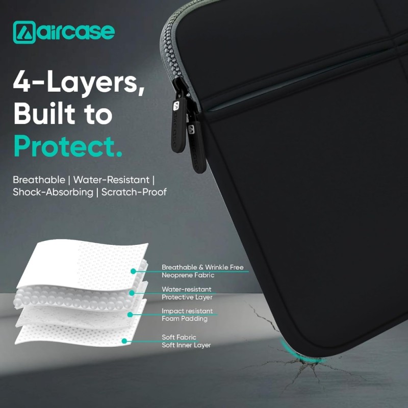 AirCase Laptop Sleeve AP-MS-207-BLK 6 Pockets Waterproof Black