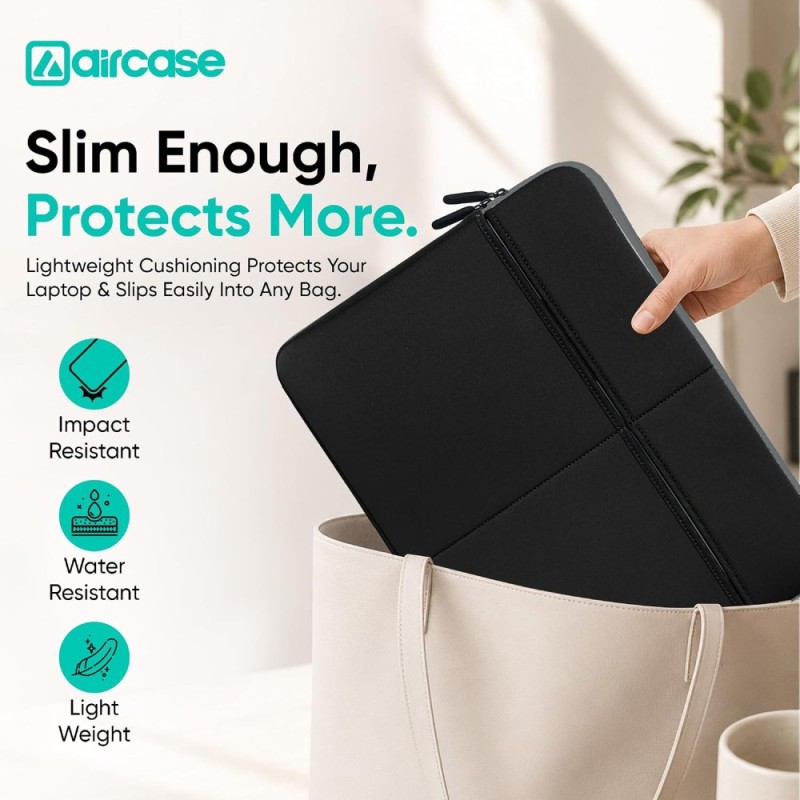 AirCase Laptop Sleeve AP-MS-207-BLK 6 Pockets Waterproof Black