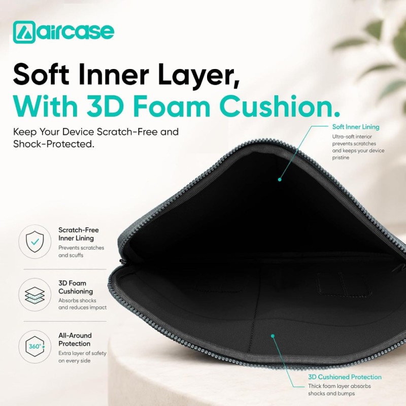 AirCase Laptop Sleeve AP-MS-207-BLK 6 Pockets Waterproof Black