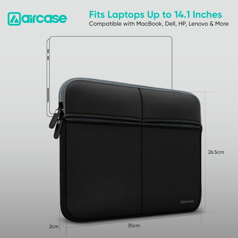 AirCase Laptop Sleeve AP-MS-207-BLK 6 Pockets Waterproof Black