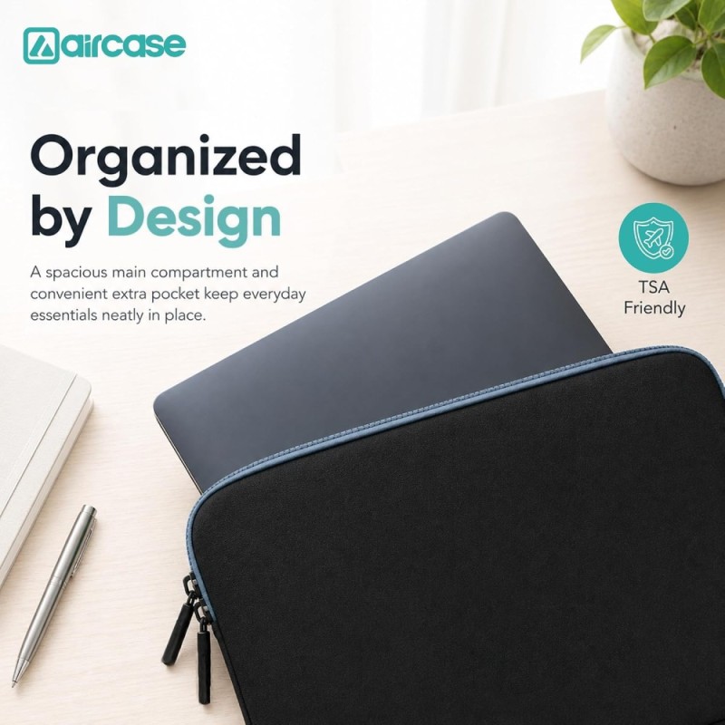 AirCase Laptop Sleeve C46-BLKGRY 4-Layer Protection 15.6 Inch Black-Grey