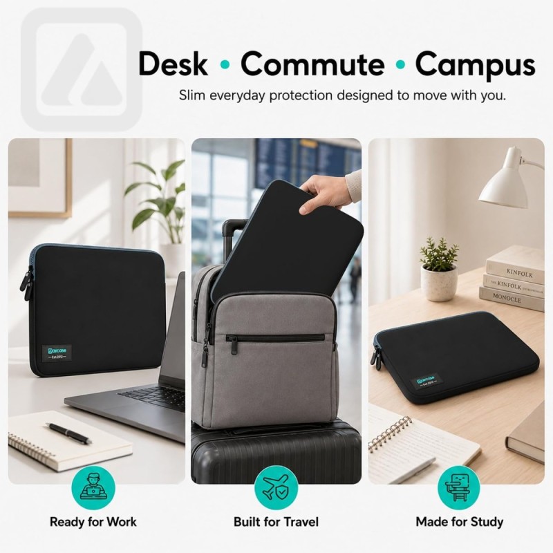 AirCase Laptop Sleeve C46-BLKGRY 4-Layer Protection 15.6 Inch Black-Grey