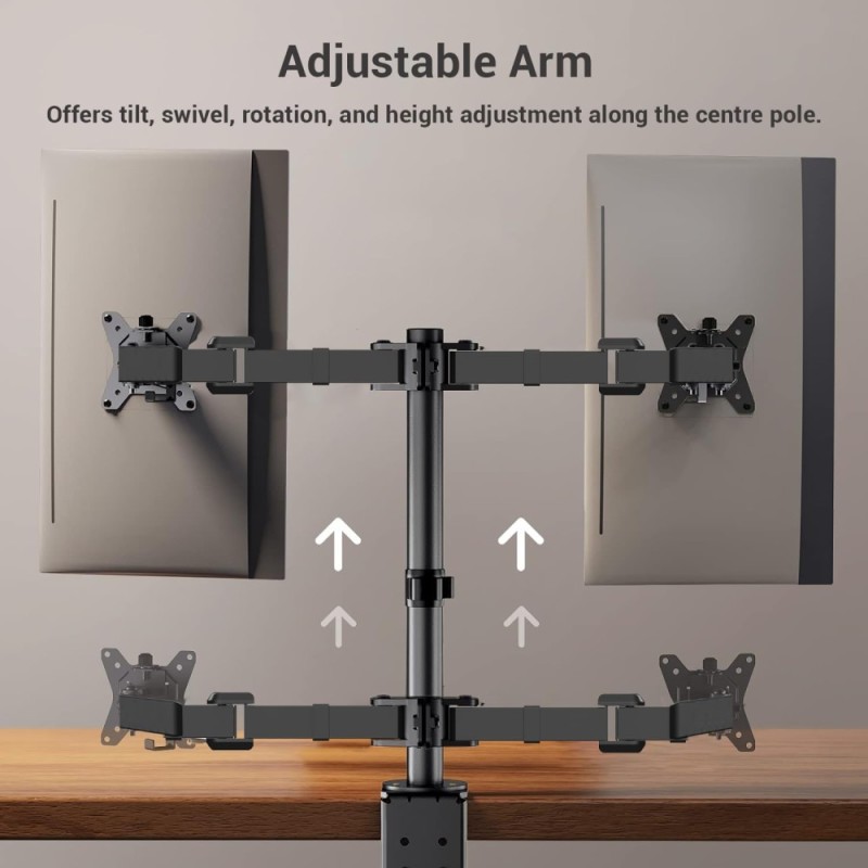 Ant Esports Dual Arm Monitor Desk Mount MA112, 30 Inch, Black