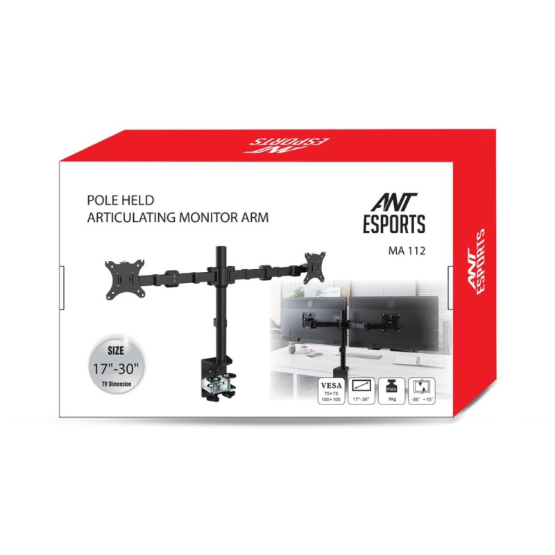 Ant Esports Dual Arm Monitor Desk Mount MA112, 30 Inch, Black