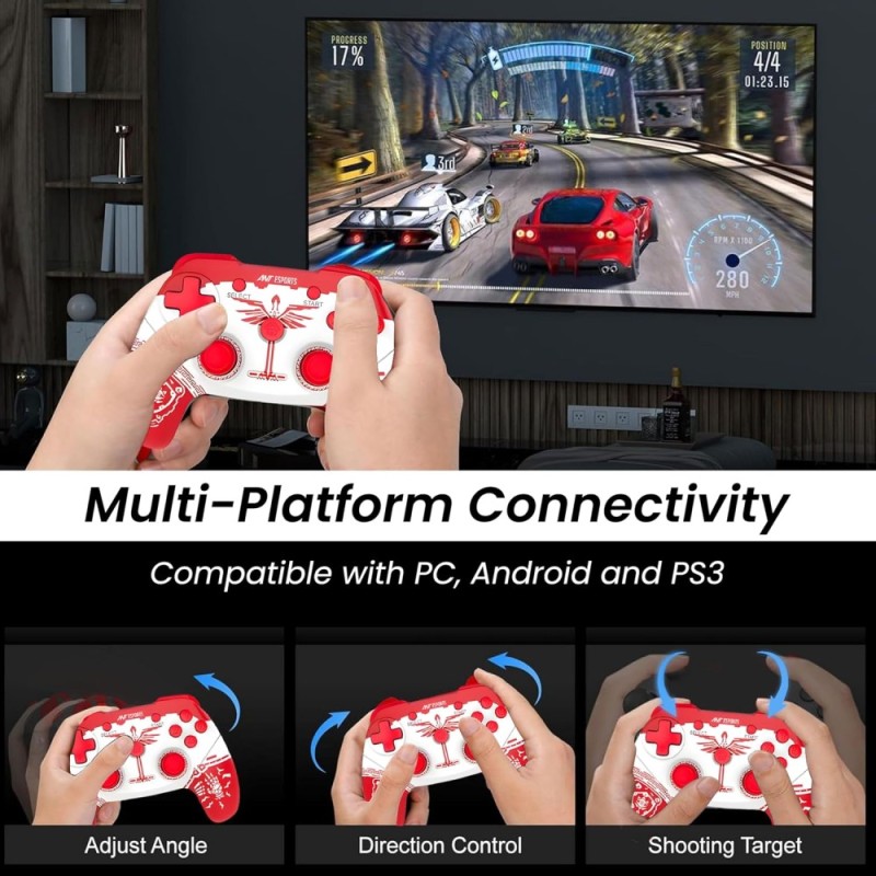 Ant Esports Gamepad GP300 FF Wireless Dual Vibration Red White