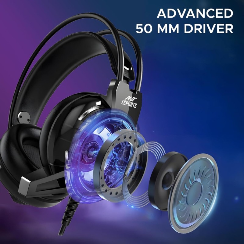Ant Esports Gaming Headset H520W 50mm Drivers Over-Ear Black