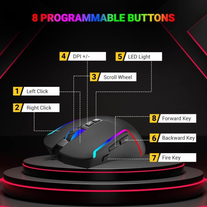 Ant Esports Gaming Mouse GM330 12800 DPI RGB Black