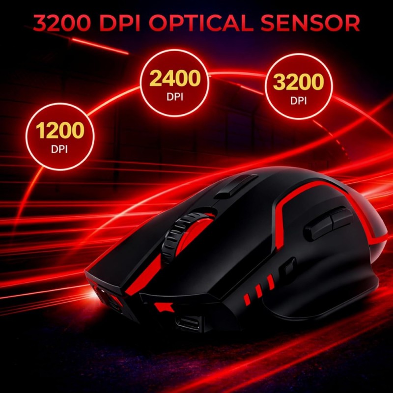 Ant Esports GM320 Pro Wireless Gaming Mouse 3200 DPI RGB Black