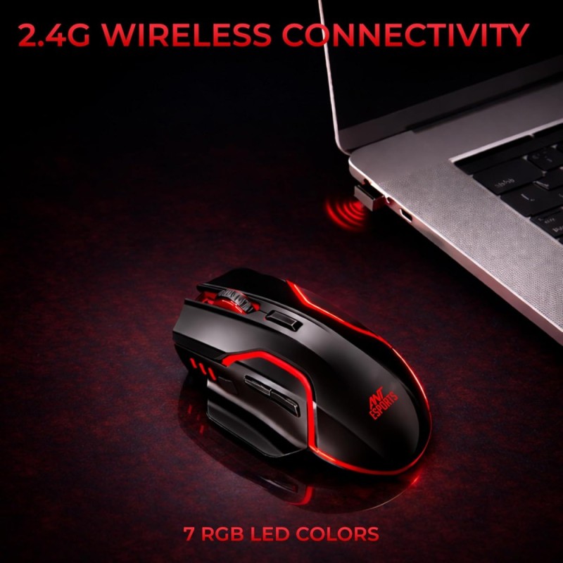 Ant Esports GM320 Pro Wireless Gaming Mouse 3200 DPI RGB Black