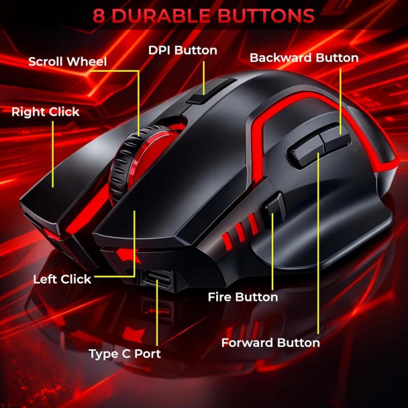 Ant Esports GM320 Pro Wireless Gaming Mouse 3200 DPI RGB Black
