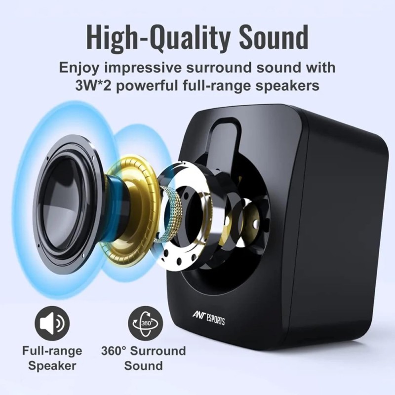 Ant Esports GS170 Gaming Speaker 6W RMS, USB Powered, RGB Lights, Black