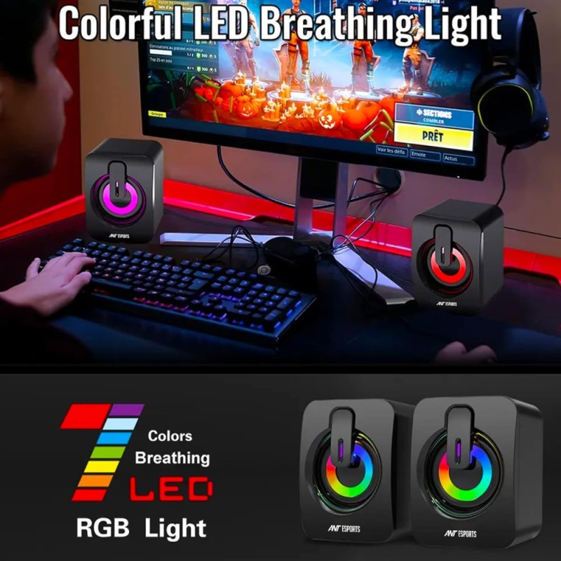 Ant Esports GS170 Gaming Speaker 6W RMS, USB Powered, RGB Lights, Black