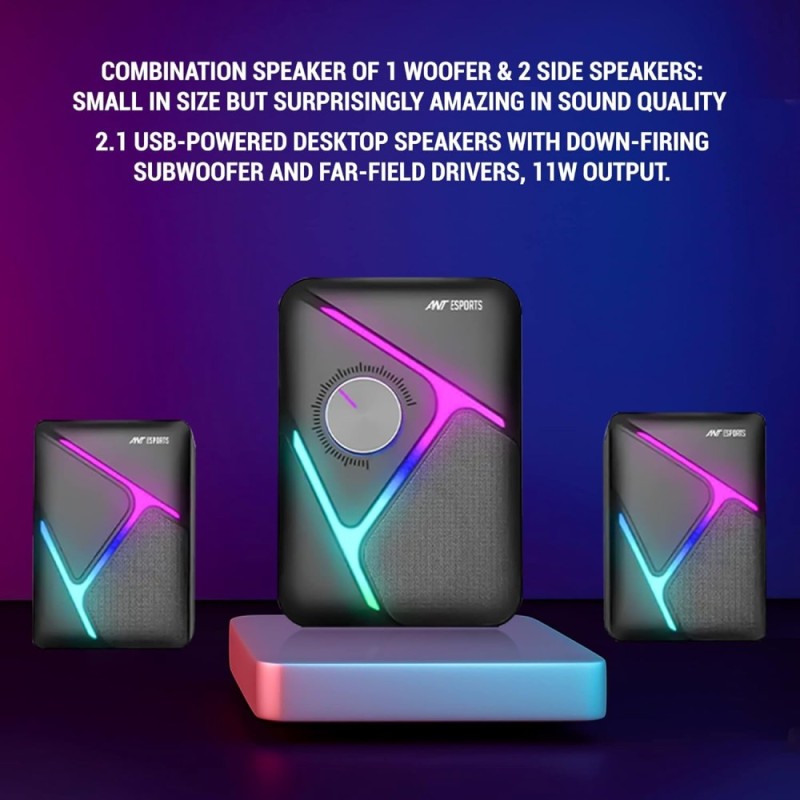 Ant Esports GS270 2.1 Stereo Wired Gaming Speakers 11W Black