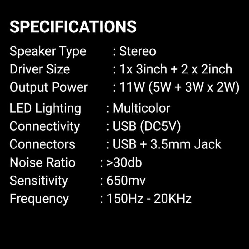 Ant Esports GS270 2.1 Stereo Wired Gaming Speakers 11W Black