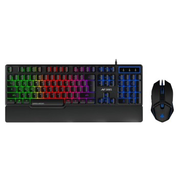Ant Esports KM500W Wired Gaming Keyboard Mouse Combo, RGB Backlit, 3200 DPI, Black