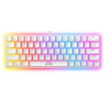 Ant Esports MK1200 Mini Wired Mechanical Gaming Keyboard – Red Switch, Rainbow Backlit, 61 Keys, White